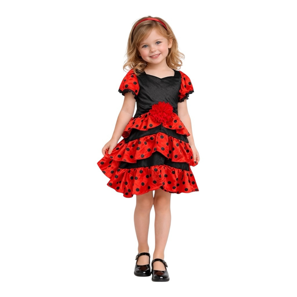 Relibeauty Ladybug Polka Dot Dress Girls Size 110 NWT US 4–5T Red Black Costume